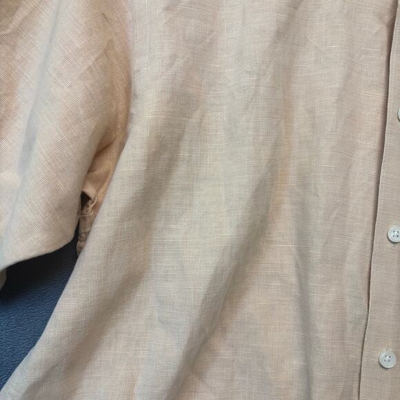 Club Room Men’s Linen Blend Shirt M Beige Tan Short Sleeve Button Up Beachy - Picture 5 of 7